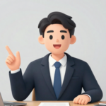 Cartoon office professional at a desk with a laptop, raising a finger while explaining workplace compliance, representing POSH Act compliance guidance in Kerala.